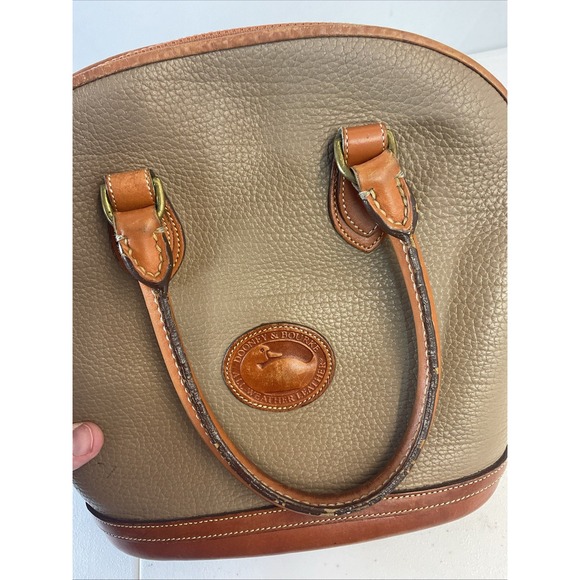 Dooney & Bourke Norfolk Satchel Crossbody Bag All Weather Leather Taupe Tan VTG - Picture 7 of 15